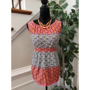 Nicole Miller Womens Multicolor Cotton Sleeveless Round Neck Top Blouse Large